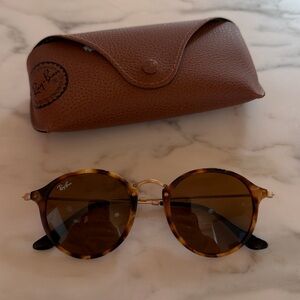 Ray-Ban Brown and Gold Round Sunglasses